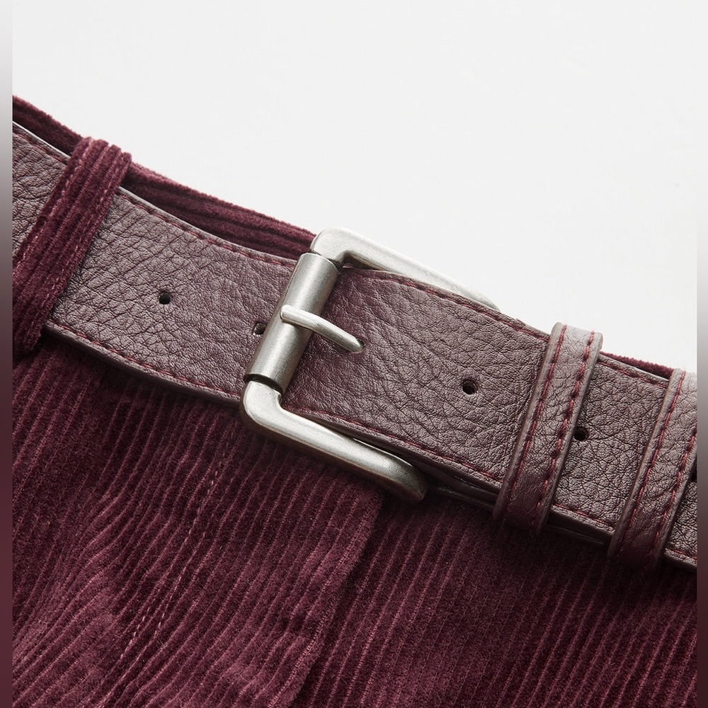CoMMENSE Belted Corduroy Straight-Leg Pants
COLOR - Burgundy Size XS NWT - Picture 3 of 10